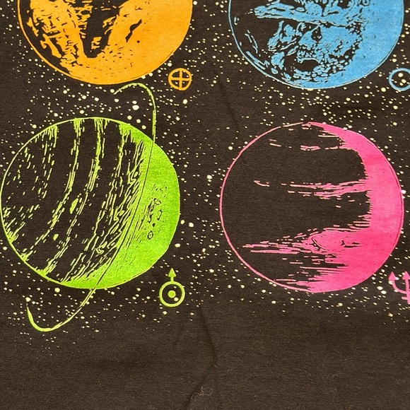 VTG FOTL Fruit of The Loom Black Graphic Tee Planet Design Solar System Large - Picture 3 of 8